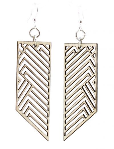 rectangular rhapsody wood earrings natural wood