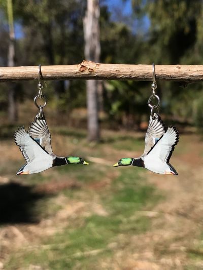 mallard duck wood earrings