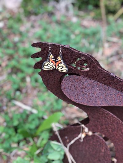 monarch butterfly wood earrings