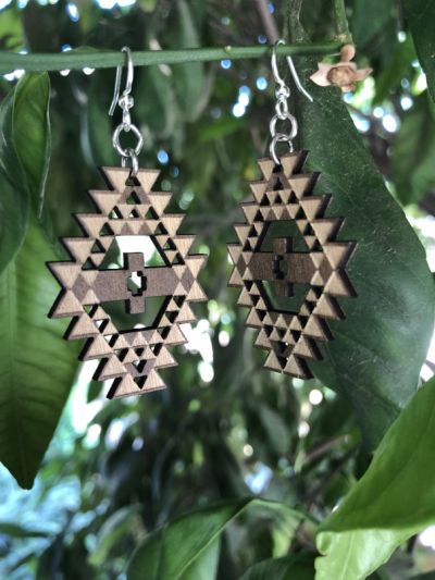 Brown navajo wood earrings