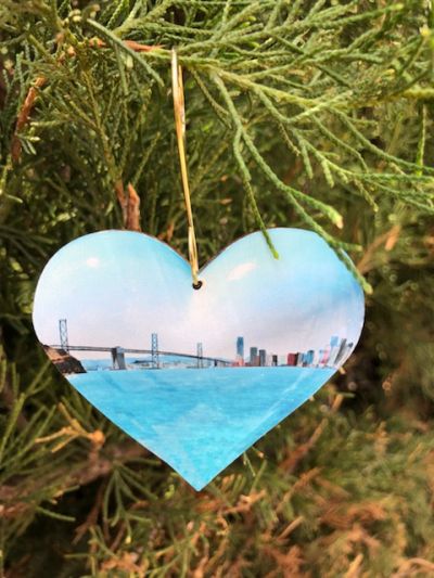 San Francisco Bay Heart Ornament Lifestyle Photo