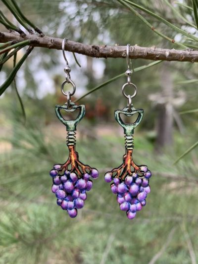 corkscrew grape vine wood earrings