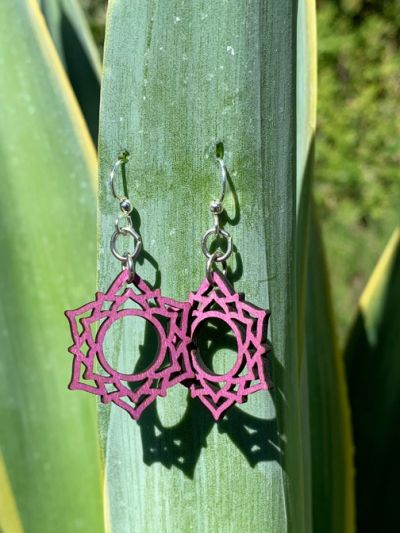 purple sahasrara wood earrings