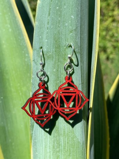 cherry red muladhara chakra earrings