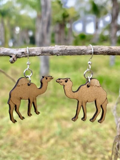 camel wood earrings