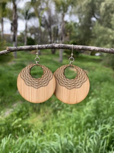 mandala bamboo earrings