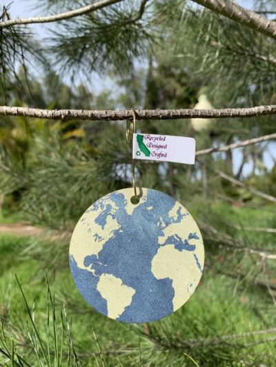 100% recycled office paper retro earth ornament