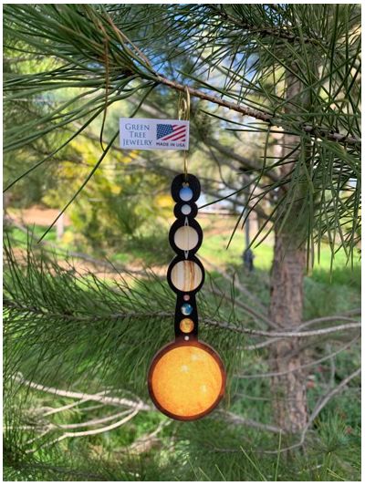 wood solar system ornament