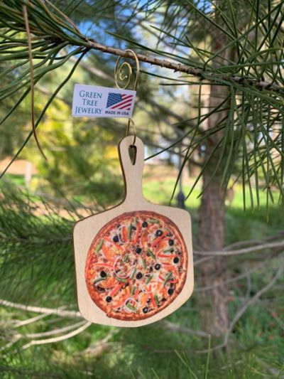 pizza wood ornament