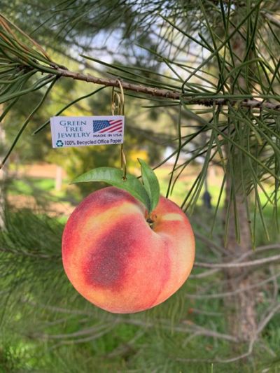 peach ornament shown in 100% recycled office paper