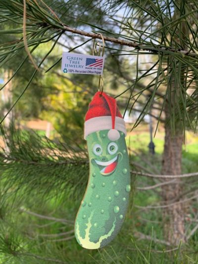 100% recycled paper pickle ornament