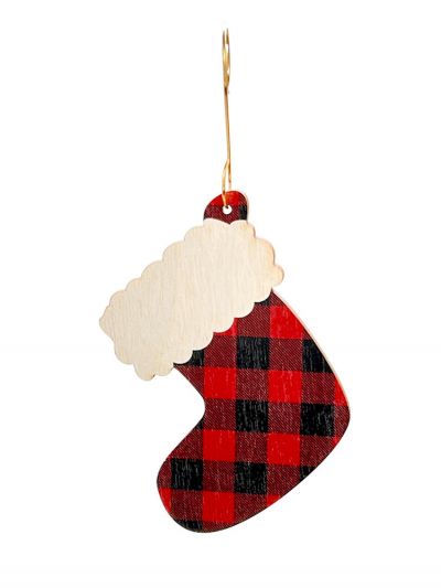 Plaid Stocking Ornament #T029