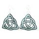 teal trinity knot wood earrings