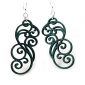 Teal Filigree Scroll Wood Earrings