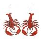 Cherry Red Lobster Wood Earrings