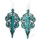 Teal Mask Wood Earrings