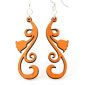 Tangerine tulip scroll wood earrings