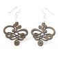 Gray Small calligraphy wood earrings