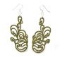 Green jumbled flower wood earrings