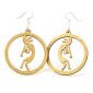 Tan kokopelli in a circle wood earrings