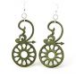 Green spindle wood earrings