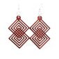 Cherry red interlocking diamond wood earrings