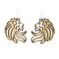 tan stone lion wood earrings