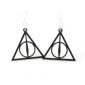 black line circle triangle wood earrings