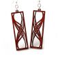 red rectangular elegance wood earrings