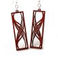 red rectangular elegance wood earrings