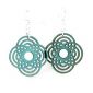 teal small diamond half circle wood earrings