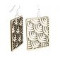 tan modern square wood earrings