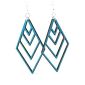 teal upside down fountain pyramid wood earrings