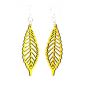 lemon yellow autumn leaf wood earrings