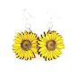 detailed sunflower wood earrings