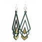 Teal chevron Deco wood earrings