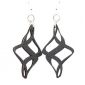 black ribbon twirl wood earrings