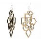 tan diamond square wood earrings