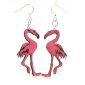 Pink Flamingo wood earrings