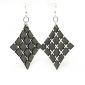 Black floating diamond wood earrings