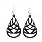 black satin layered tear drop wood earrings