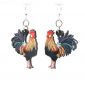 rooster wood earrings
