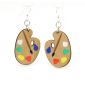 painter palette wood earrings