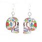 profile sugar skull wood earrings