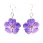 violet flower wood earrings