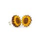 sunflower stud wood earrings