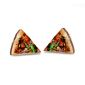 pizza stud wood earrings