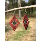 Earrings shown in color cherry red and black satin