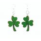 kelly green shamrock wood earrings