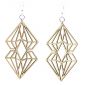 dueling diamond wood earrings